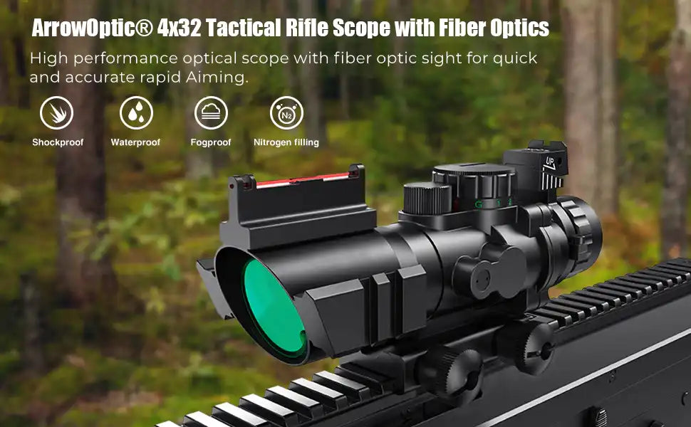 ArrowOptic® 4x32 Tactical Rifle Scope with Fiber Optics