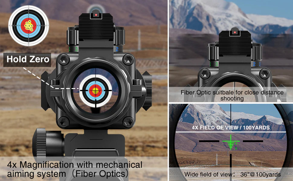 ArrowOptic® 4x32 Tactical Rifle Scope with Fiber Optics