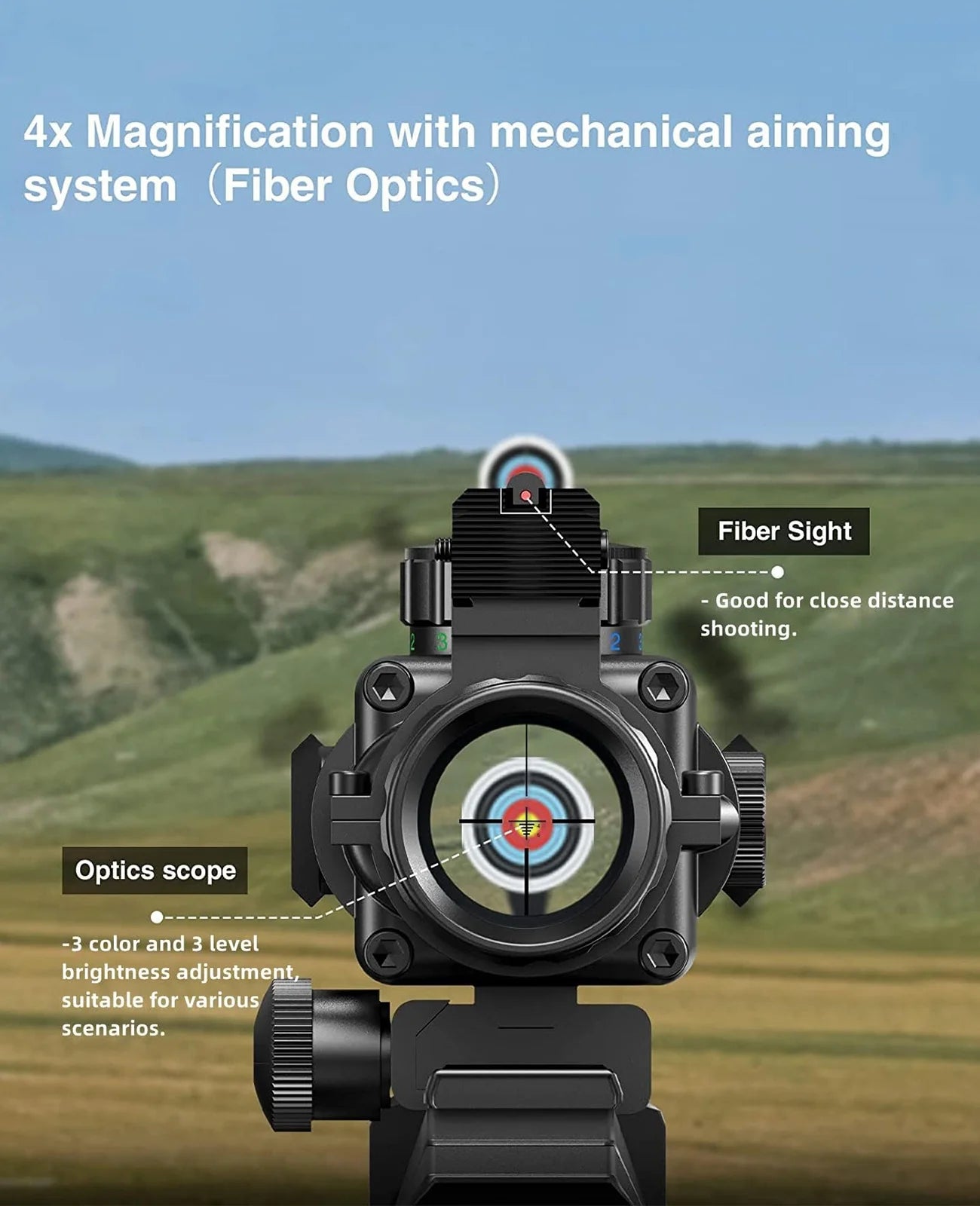 ArrowOptic® 4x32 Tactical Rifle Scope with Fiber Optics