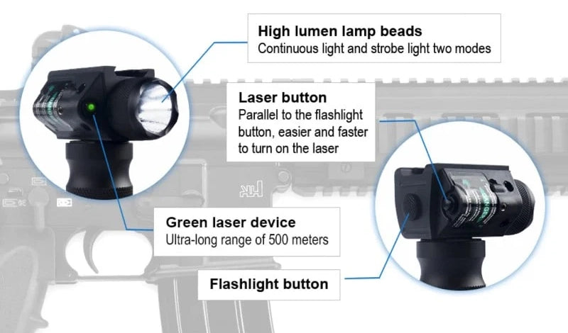 ArrowOptic® 3-In-1 Tactical Foregrip with Flash Light & Green Laser