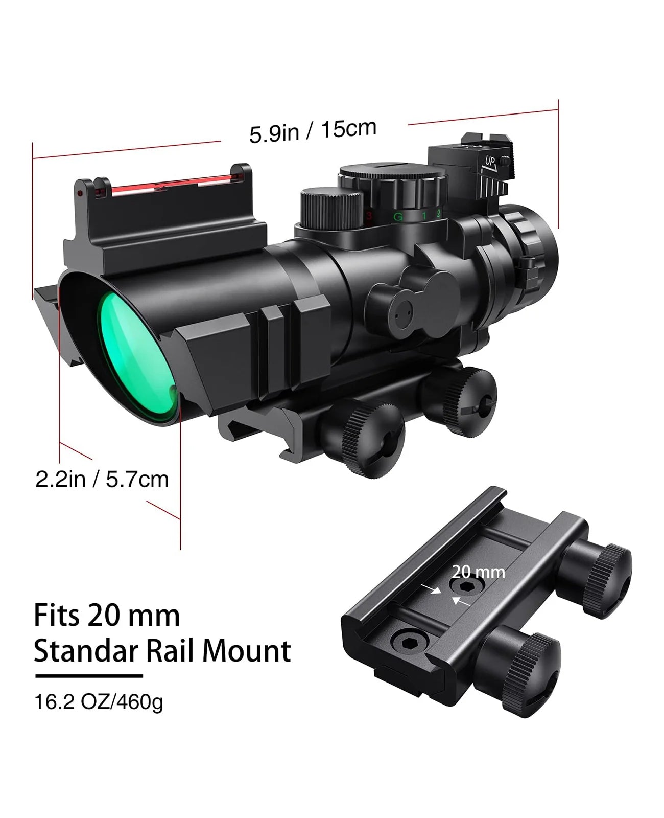 ArrowOptic® 4x32 Tactical Rifle Scope with Fiber Optics