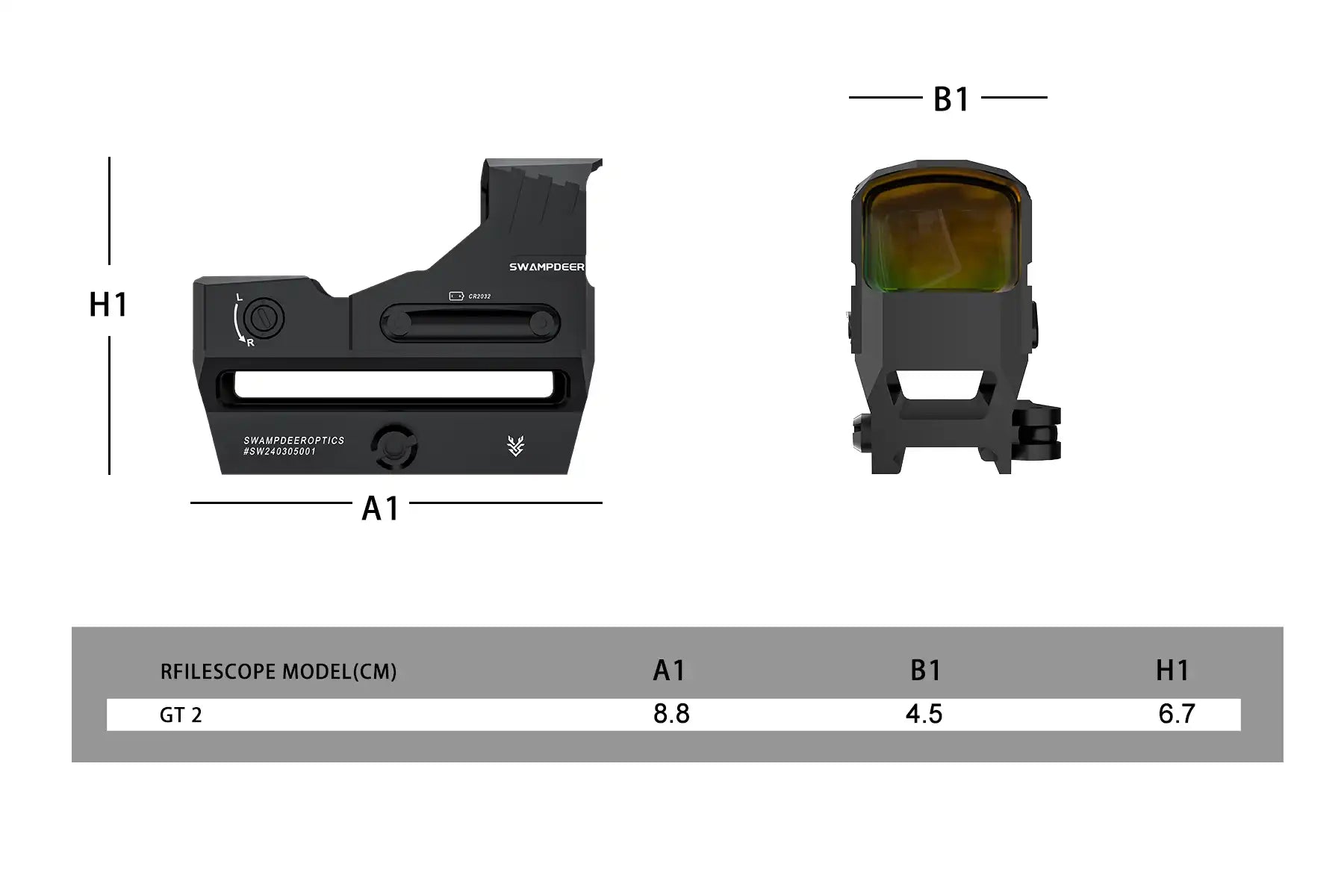 مجموعة منظار النقطة الحمراء GT2 + عدسة مكبرة T3x من SwampDeer® Rifle