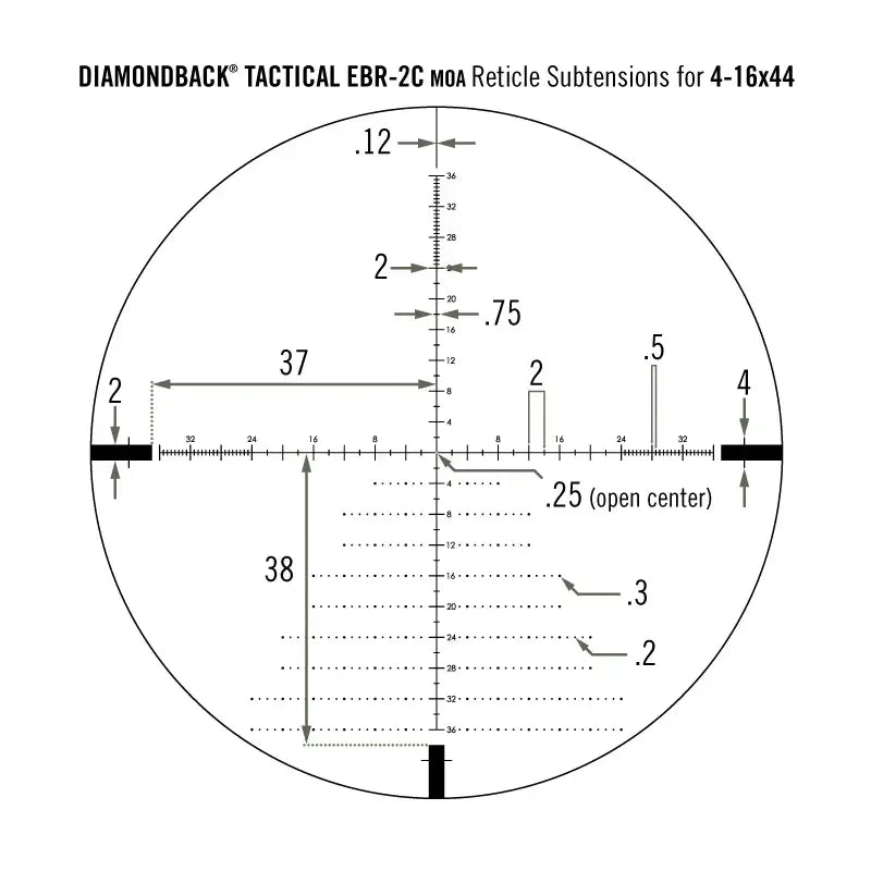 VORTEX DIAMONDBACK 4 - 16x44 FFP EBR - 2C (MARD) Reticle Tactical Fiflescope - ArrowOptic